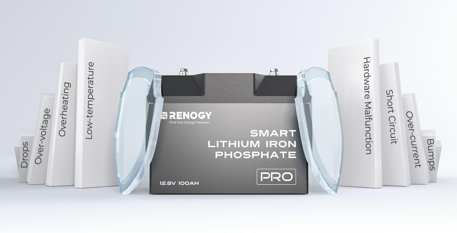 Renogy 12V 100Ah Pro Lithium Iron Phosphate Battery w/Bluetooth & Self-heating Safety