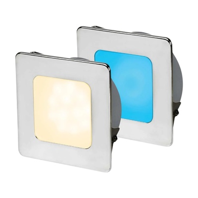 Hella EuroLED 95 Square Down Light, Dual Colour (Warm White/Blue) Screw Mounting, with Stainless Trim