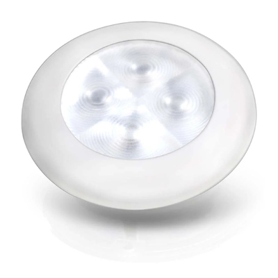 Hella Courtesy Lamp, Round, Blue Light, 12V, White Rim (Bulk Buy)