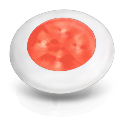 Hella Courtesy Lamp, Round, Red Light, 12V, White Rim (Bulk Buy)