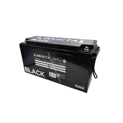 Invicta Black 12.8V 200Ah Lithium Iron Phosphate (LiFePO4) Battery with Bluetooth. SNLB12V200BT