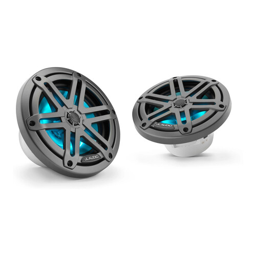 JL Audio M3-650X-S-Gm-i, 6.5-inch (165 mm) Marine Coaxial Speakers, Gray Metallic Sport Grilles with RGB LED Lighting