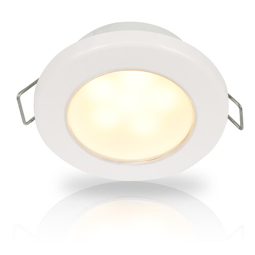 Hella Warm White EuroLED 75 LED Down Lights with Spring Clip 12V DC, White Plastic Rim