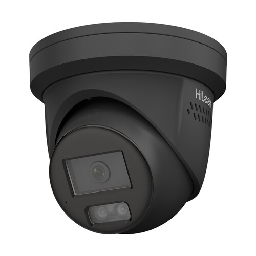 Hikvision HiLook IPC-T269H-MU-SL-BLK, 6MP Turret Camera, Black with Blue/Red, 2.8mm Fixed Lens, IR 30m, Built-in Mic