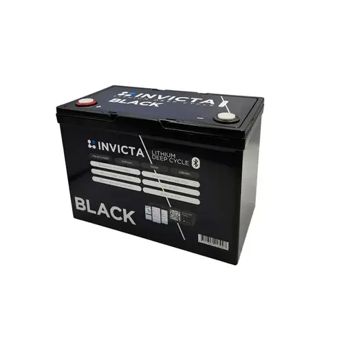 Invicta Black 12.8V 100Ah Lithium Iron Phosphate (LiFePO4) Battery with Bluetooth. SNLB12V100BT